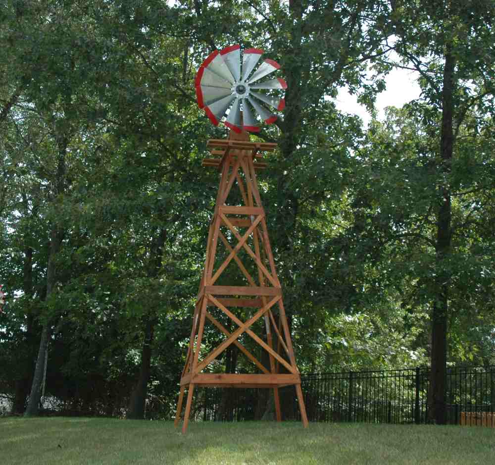 Large Wood Backyard Windmill Ornamental Windmills