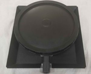 12 Inch black rubber air diffuser on a weighted black base.