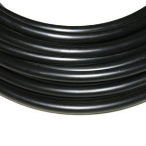 Close up of black 1/2 inch poly tubing.