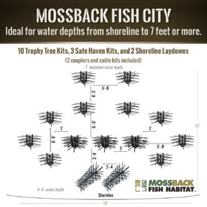 Info graphic for the Fish City Fish Attractor - Mossback.