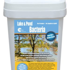 Image of the Bacteria Pack - Fall & Winter Blend. It is a white plastic bucket with a blue label reading Lake and Pond Bacteria.